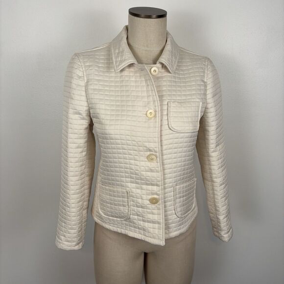 Harve Benard Lightweight Quilted Button Up Jacket Long Sleeve Ivory Small? - Picture 2 of 6